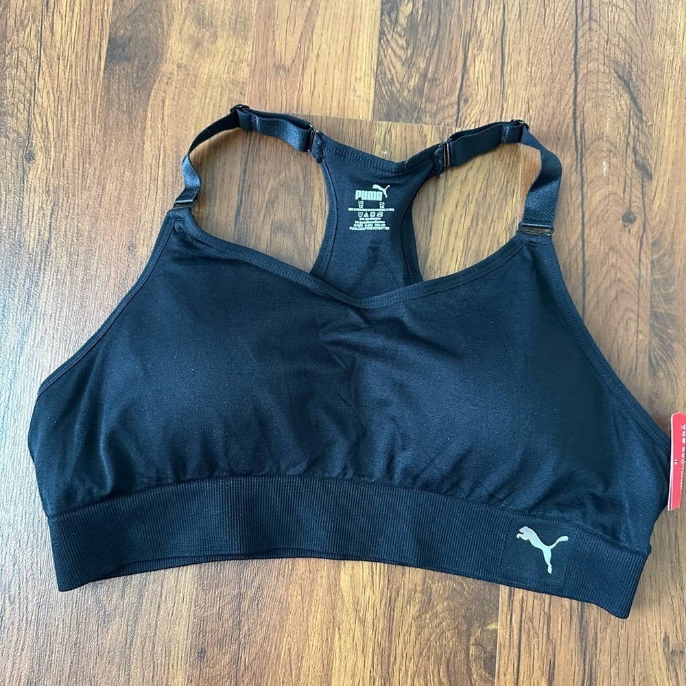 Puma Black Sports Bra with Racerback Design - Picture 5 of 7